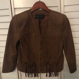BCBGMaxAzaria cropped fringed jacket